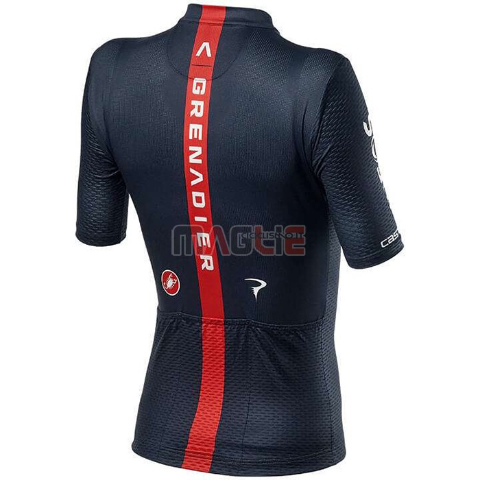 Maglia Donne Ineos Grenadiers Manica Corta 2020 Rosso Scuro Blu